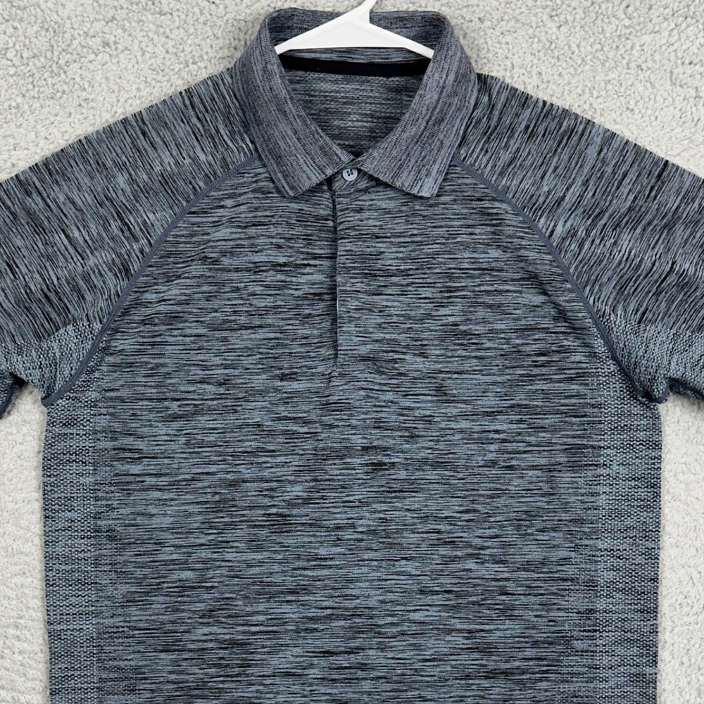 VRST Mens Small Shirt Polo Gray Blue Heathered Rugby Short Sleeve Athletic EUC